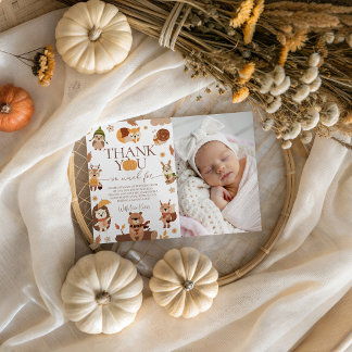 Wild One Woodland Photo Birthday Thank You Invitation