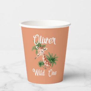 Wild One Year Safari giraffe 1st Birthday Paper Cups