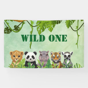 Wild One, Zoo Animal 1st Birthday Banner