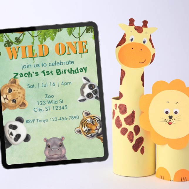 Wild One, Zoo Animal 1st Birthday Invitation (Creator Uploaded)