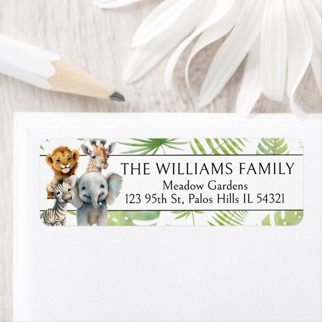Wild one Zoo Safari animals return address labels (Insitu)