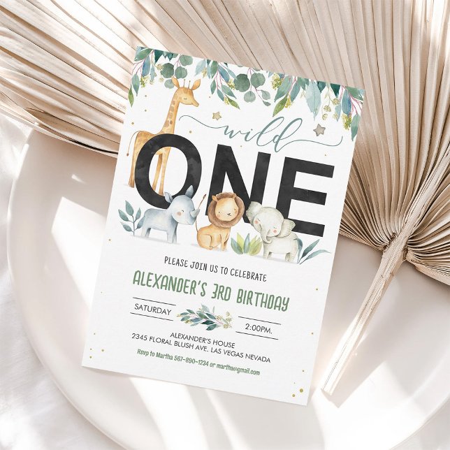 Wild oneafari Animals Boy 1st Birthday Invite (Creator Uploaded)