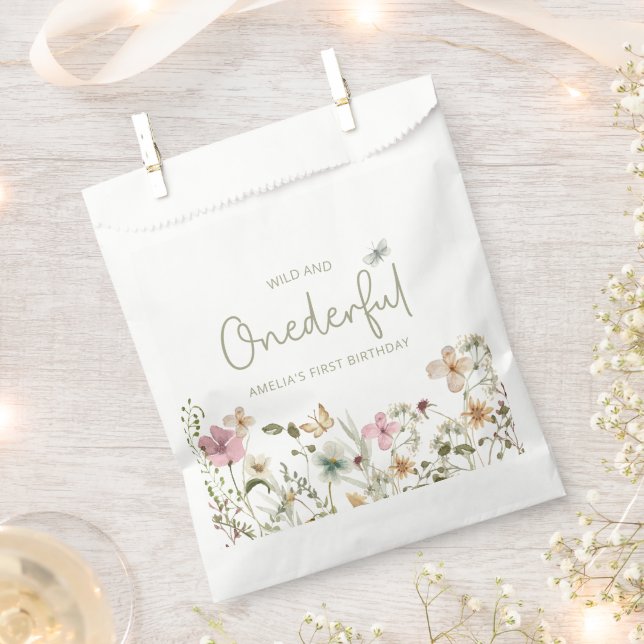 Wild & Onederful Wildflower 1st Birthday Party Favour Bag (Clipped)