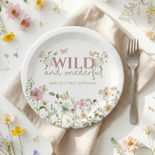 Wild & Onederful Wildflower 1st Birthday Party Paper Plate