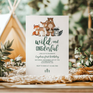 Wild Onederful Woodland Animal First Birthday Invi Invitation