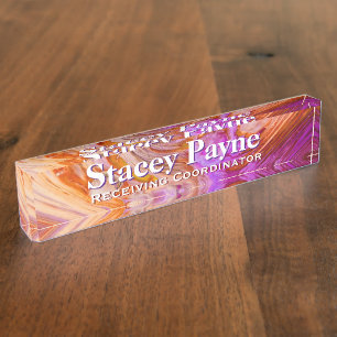 Wild Orange and Fuscia Acrylic Desk Nameplate