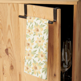 Wild Orange Anemone Flowers - seamless pattern. Kitchen Towel