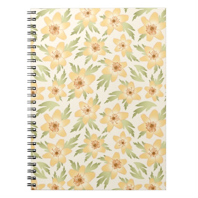 Wild Orange Anemone Flowers - seamless pattern. Notebook (Front)