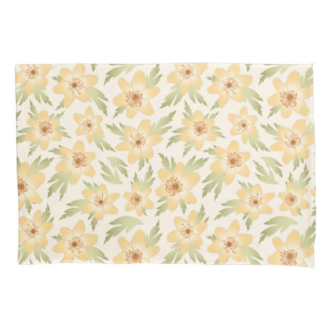 Wild Orange Anemone Flowers - seamless pattern. Pillowcase (Front)