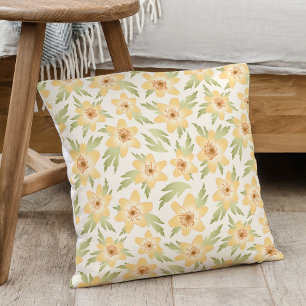 Wild Orange Anemone Flowers - seamless pattern. Throw Pillow
