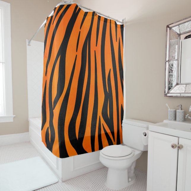 Wild Orange Black Tiger Stripes Animal Print (In Situ)