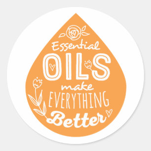 Wild Orange Essential Oil Drop Classic Round Sticker