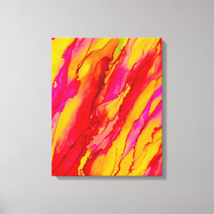 Wild Orange Red Alcohol Ink Painting Canvas Print
