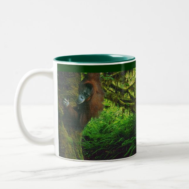 Wild Orangutan & Rainforest Wildlife-supporter Mug (Left)