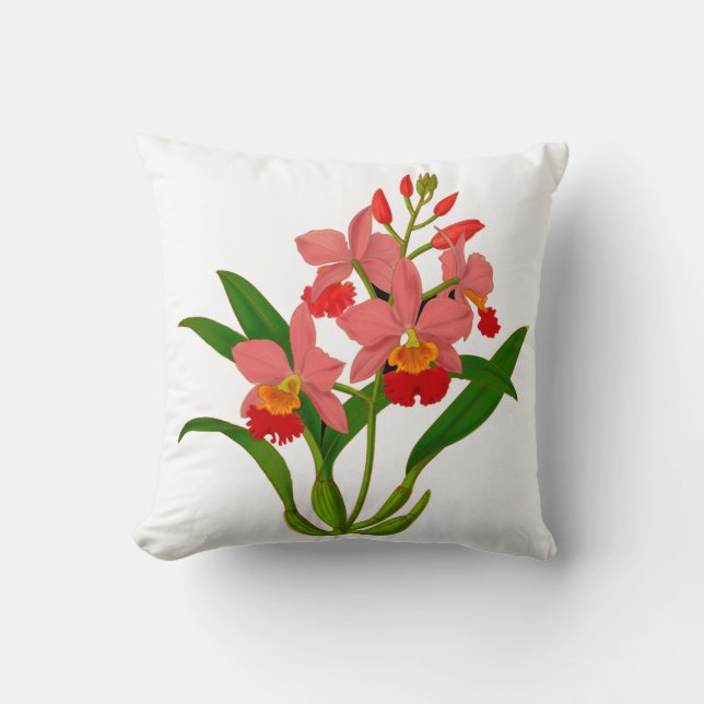 Wild Orchid Bloom Throw Pillow (Front)