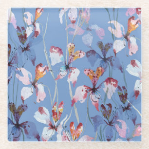 Wild Orchid Elegance: Watercolor Luxury Glass Coaster