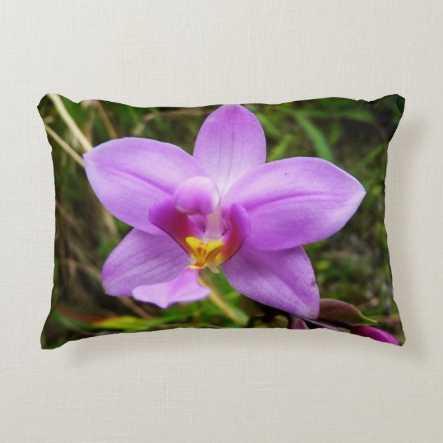Wild Orchid Purple Tropical Flower Accent Pillow (Front)
