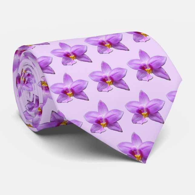 Wild Orchid Purple Tropical Flower Tie (Rolled)