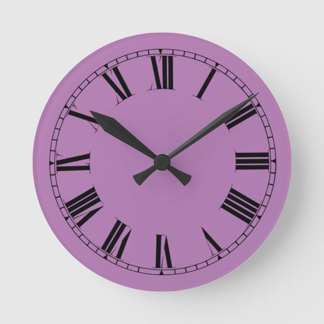 Wild Orchid Solid Color Round Clock (Front)