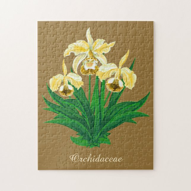 Wild Orchids - Golden Yellow Orchids and Foliage  Jigsaw Puzzle (Vertical)