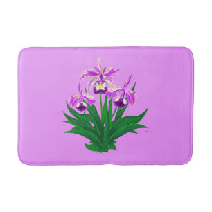 Wild Orchids - Light Purple Orchids and Foliage  Bath Mat