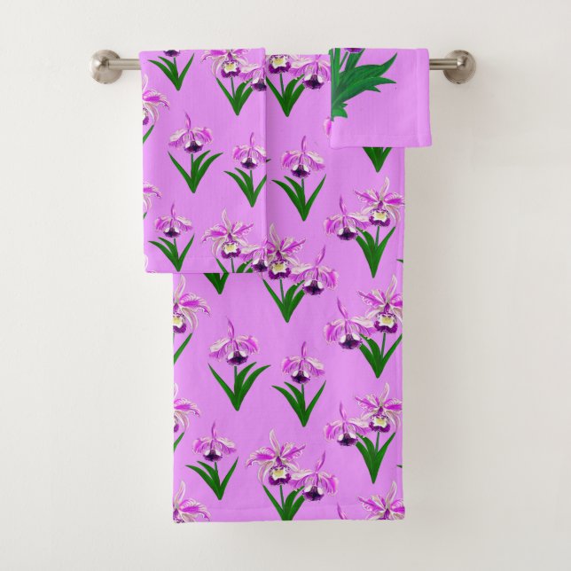 Wild Orchids - Light Purple Orchids and Foliage Bath Towel Set (Insitu)