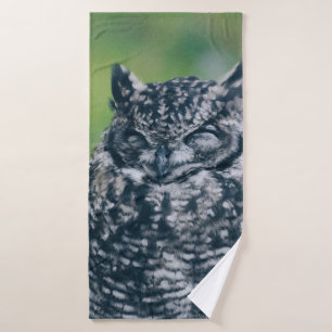 WILD OWL IN FRENCH FOREST BATH TOWEL
