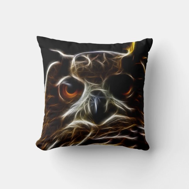 Wild Owl Throw Pillow (Front)