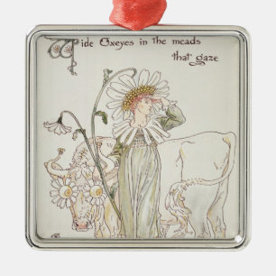 Wild Oxeyes in Meads that Gaze' Metal Ornament