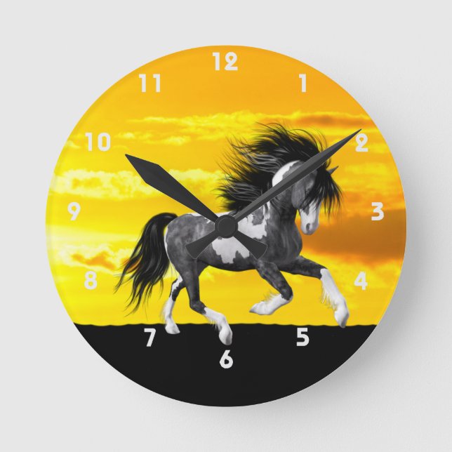 Wild Paint Horse Wall Clock (Front)