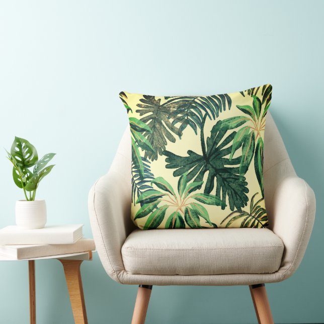 Wild Palm Leaves Throw Pillow (Chair)