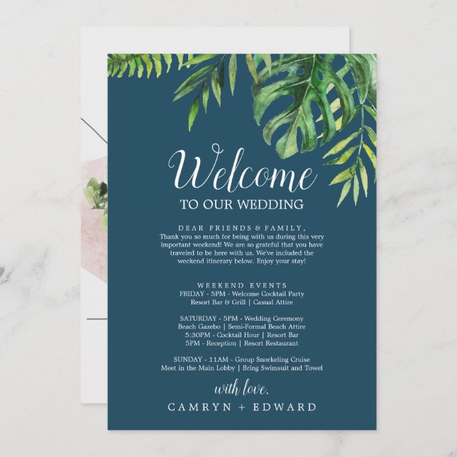 Wild Palm | Navy Welcome Letter Itinerary & Map (Front/Back)