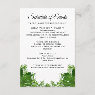 Wild Palm Wedding Schedule Card
