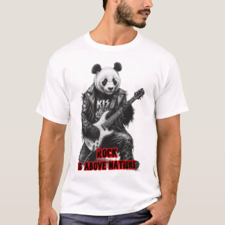 Wild Panda plays Rock & Roll on a Black T-Shirt