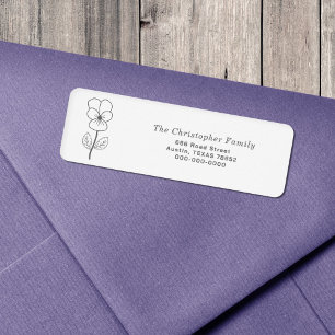 Wild Pansy Line Art Return Address Label