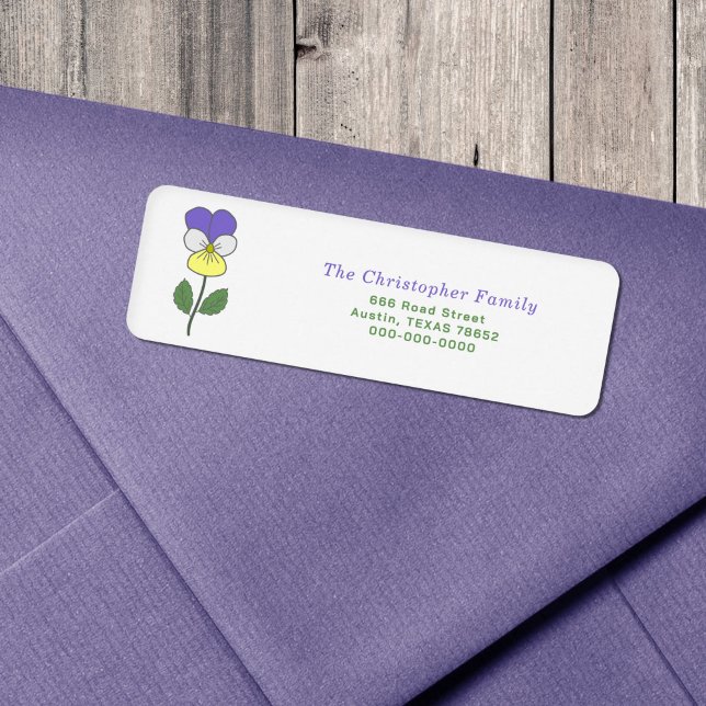 Wild Pansy Pastel Adresse de retour Label (Wild Pansy Pastel Flower Return Address Label)