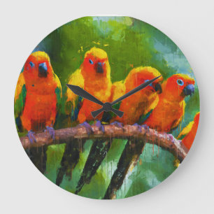 WILD PARROTS WALL CLOCK