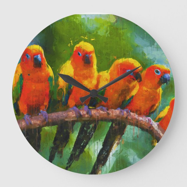 WILD PARROTS WALL CLOCK (Front)