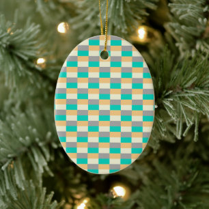 Wild Pastel with Teal in Color Blocks Ceramic Ornament