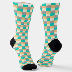 Wild Pastel with Teal in Color Blocks Socks