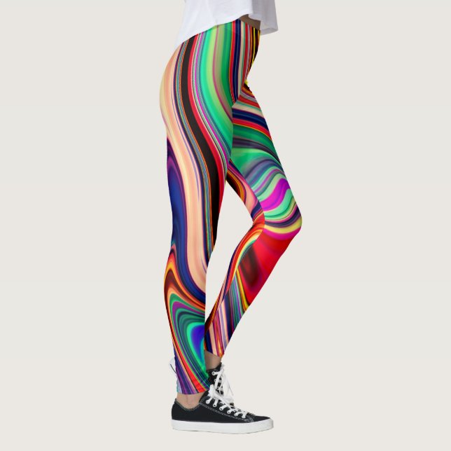 Wild Pattern Colourful Marble Print Leggings (Right)