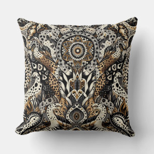 Wild Patterns of Zebra, Leopard and Snakes Scales Throw Pillow