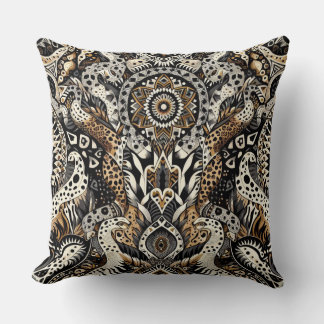 Wild Patterns of Zebra, Leopard and Snakes Scales Throw Pillow