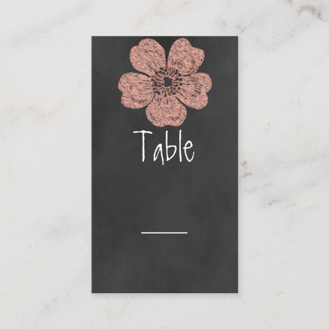 Wild Peach Roses Chalkboard Table Card (Front)