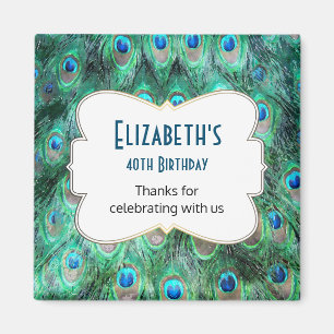 Wild Peacock Feathers Personalized Birthday Favour Magnet