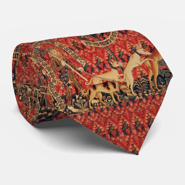 WILD PEOPLE IN DEER HUNT, Animals ,Red Floral Tie (Rolled)