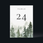 Wild Pine Forest Table Number Card<br><div class="desc">Elegant watercolor forest pine tree scene,  table number card. Please note that table number cards must be numbered and added to cart individually.</div>