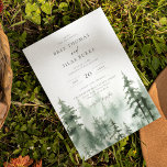 Wild Pine Forest Wedding Invitation<br><div class="desc">Elegant Watercolor Pine Tree Forest Scene,  wedding invitation. Invitation features chic typography design style mix of calligraphy and bold type. Coordinating dark emerald forest green colour backing.</div>