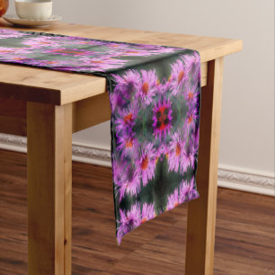 Wild Pink Asters Flower Art Abstract    Short Table Runner
