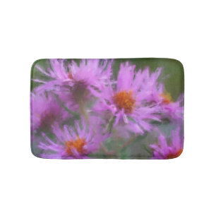 Wild Pink Asters Flower Art Bath Mat